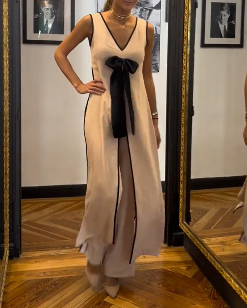 Temperament sleeveless bow set