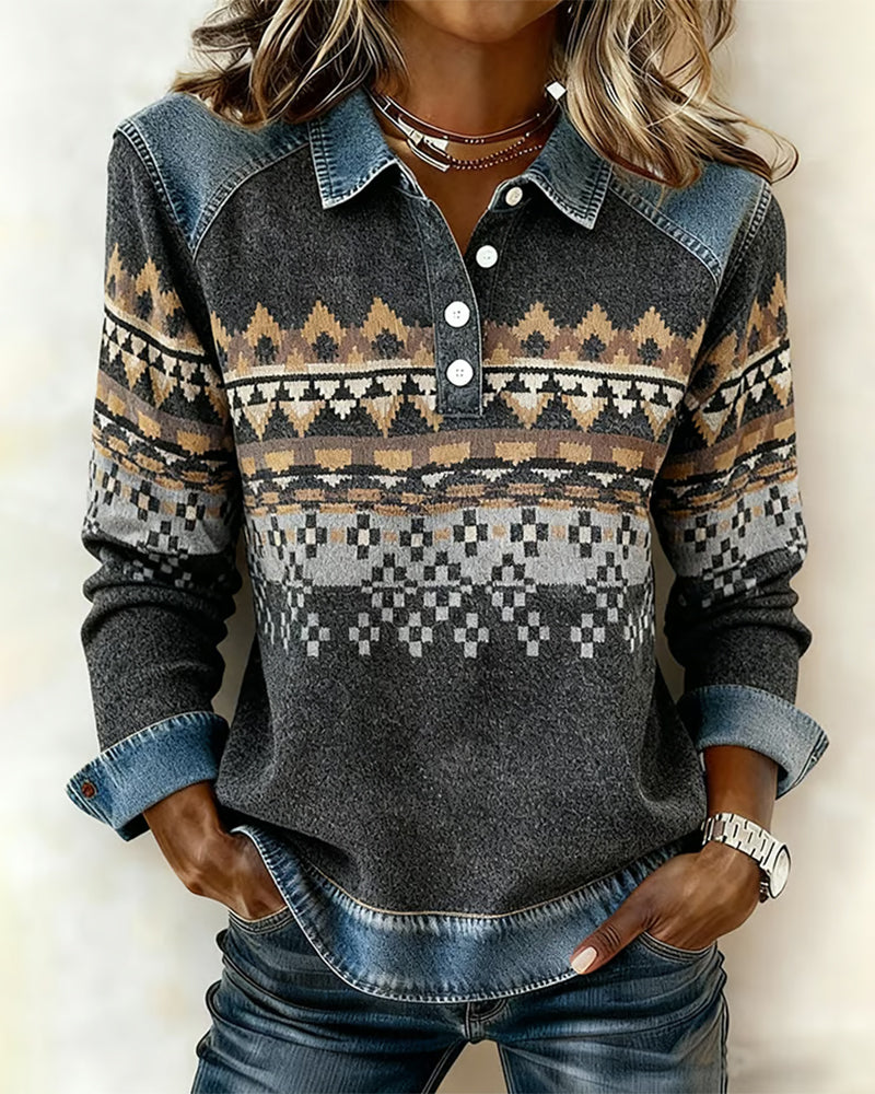 Button-Down Long-Sleeved Sweatshirt