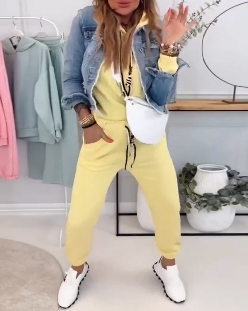 Street Style Sweatshirt Sports Two-Piece Suit