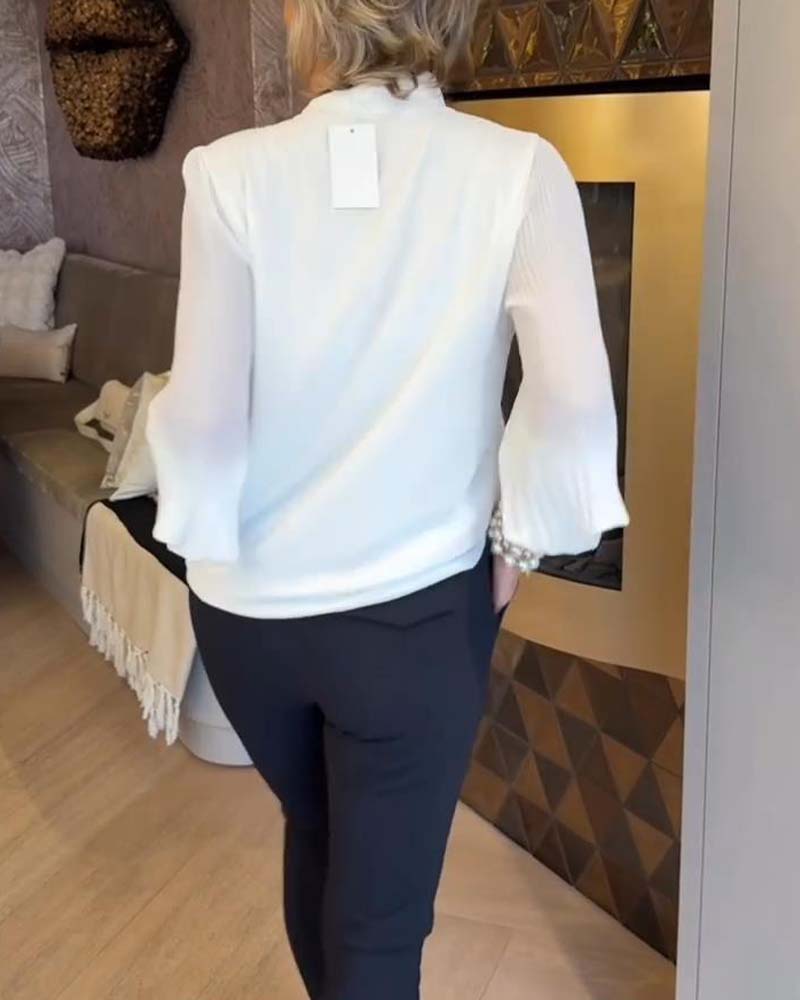 Bell Sleeve Ribbon Elegant Blouse