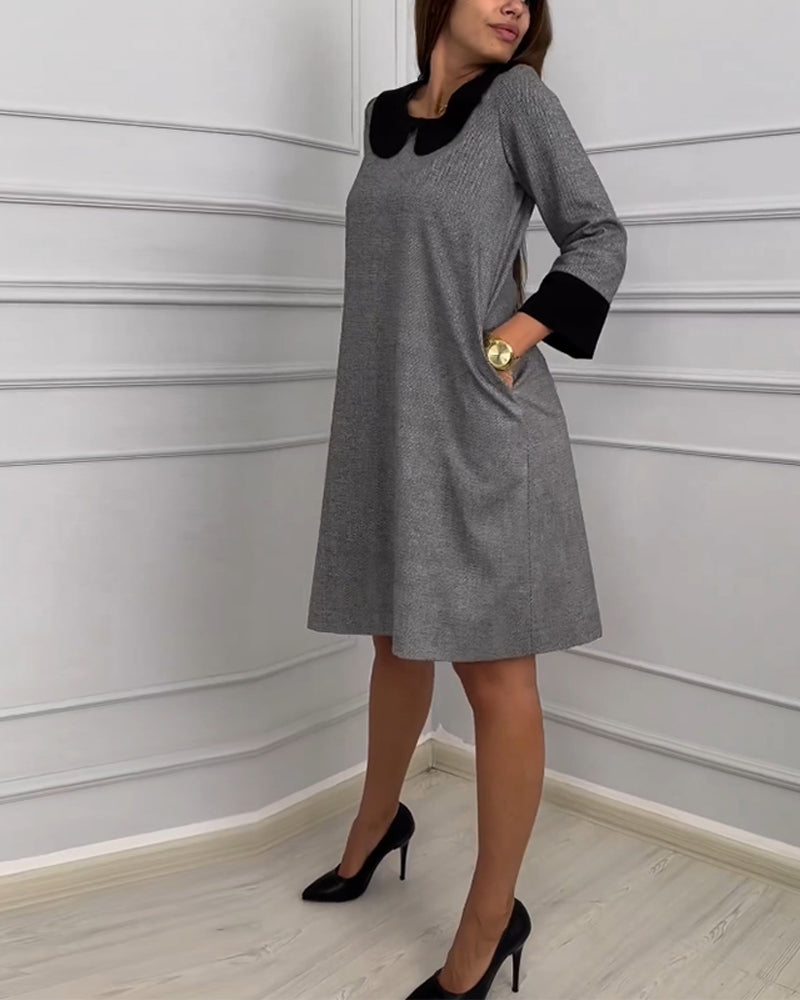 Casual Pocket Dress with Peter Pan Collar