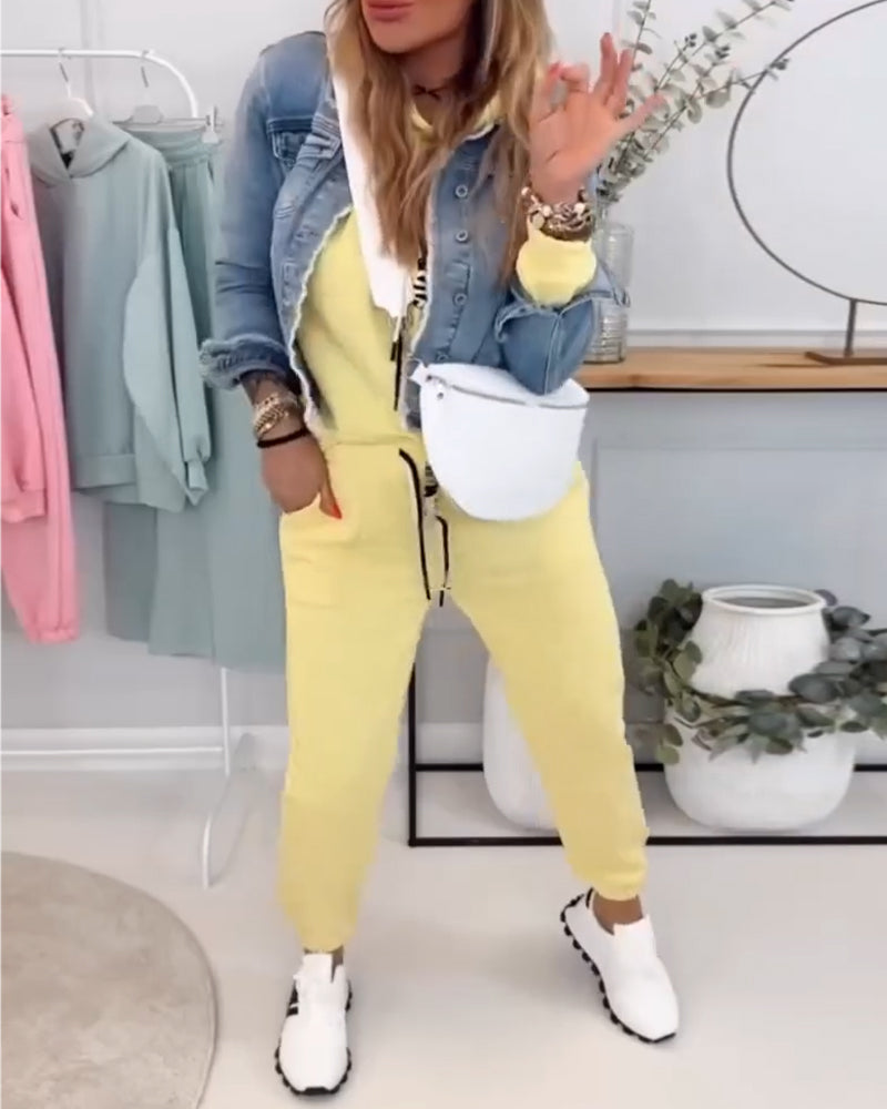 Street Style Sweatshirt Sports Two-Piece Suit