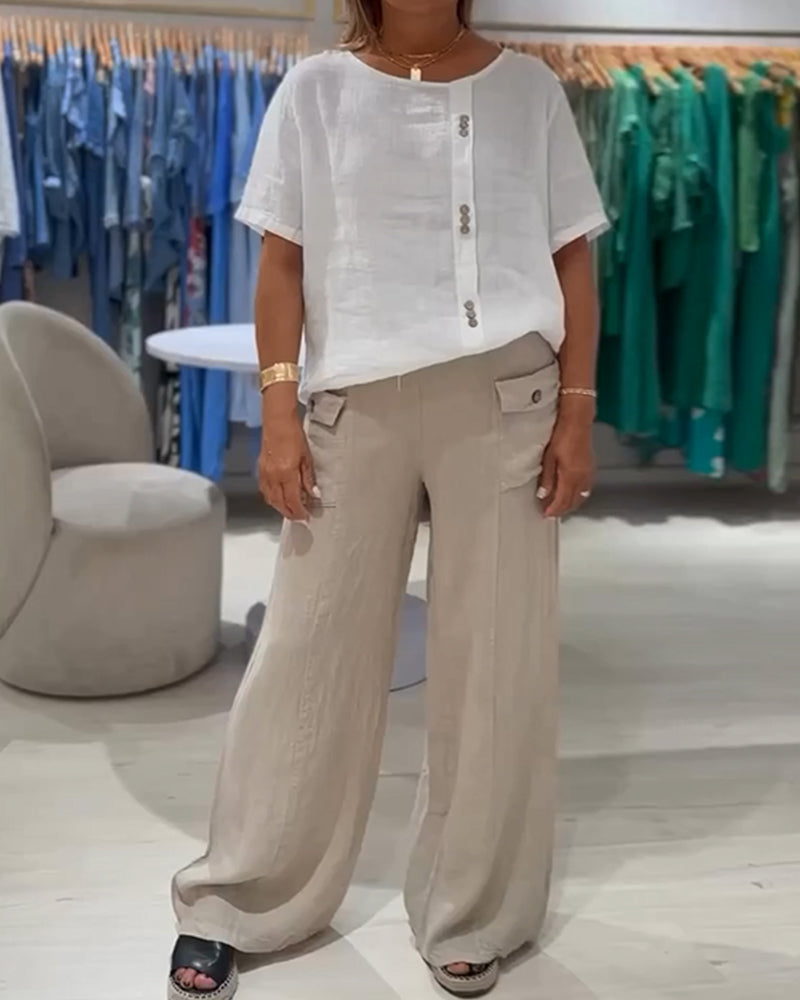 Casual Loose Button T-Shirt