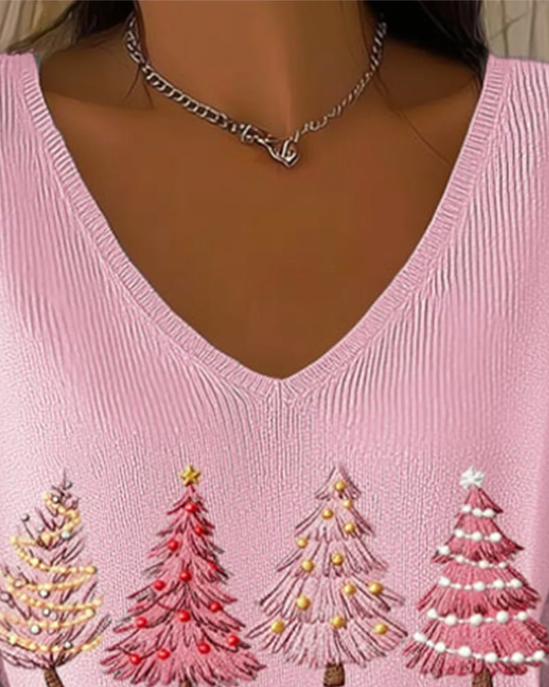 V-Neck Pullover Long-Sleeved Jumper