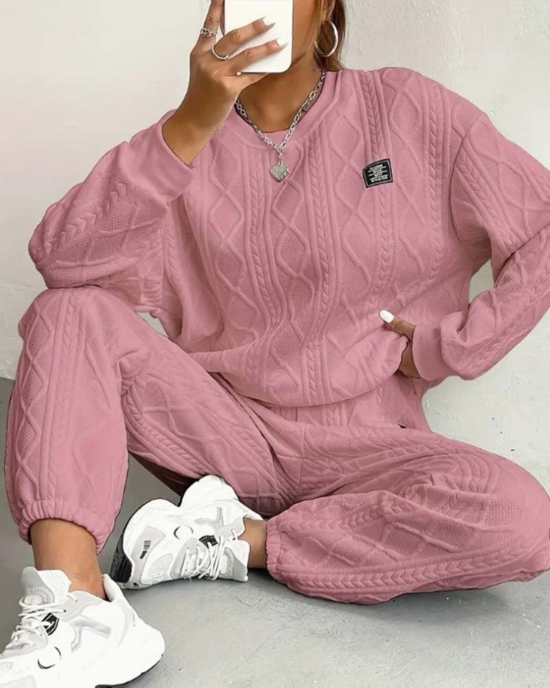 Threaded Jacquard Casual Two-Piece Set