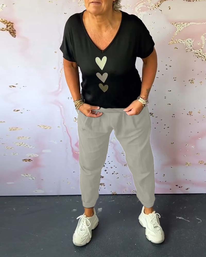 Solid color pocket comfort casual pants